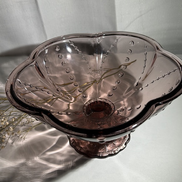 Unique MCM Style Lavender IKEA Compote Bowl w/Hobnail Pattern - Picture 2 of 9